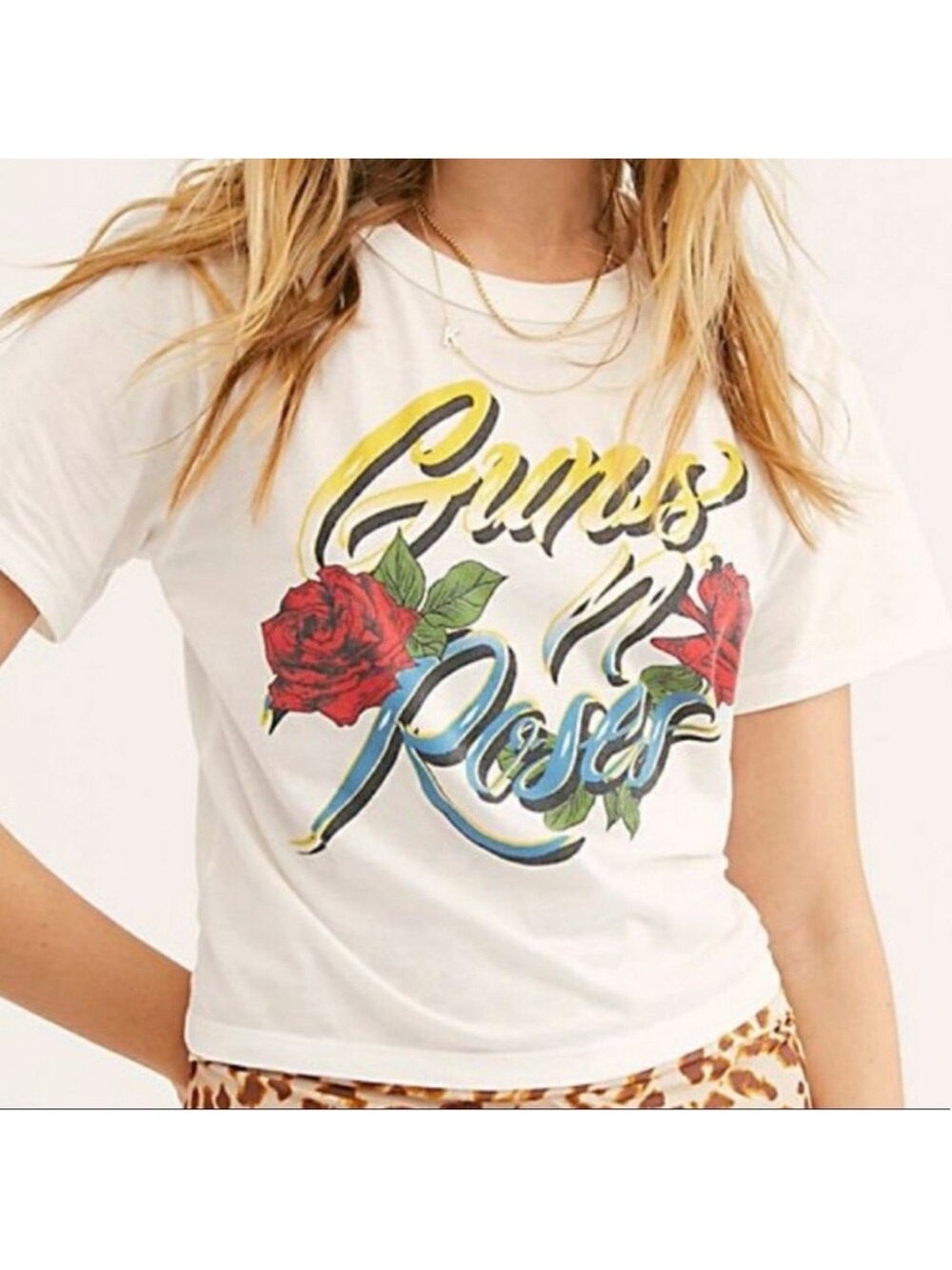Free People x Daydreamer Guns N Roses Short Sleeve Crewneck T Shirt Size XS